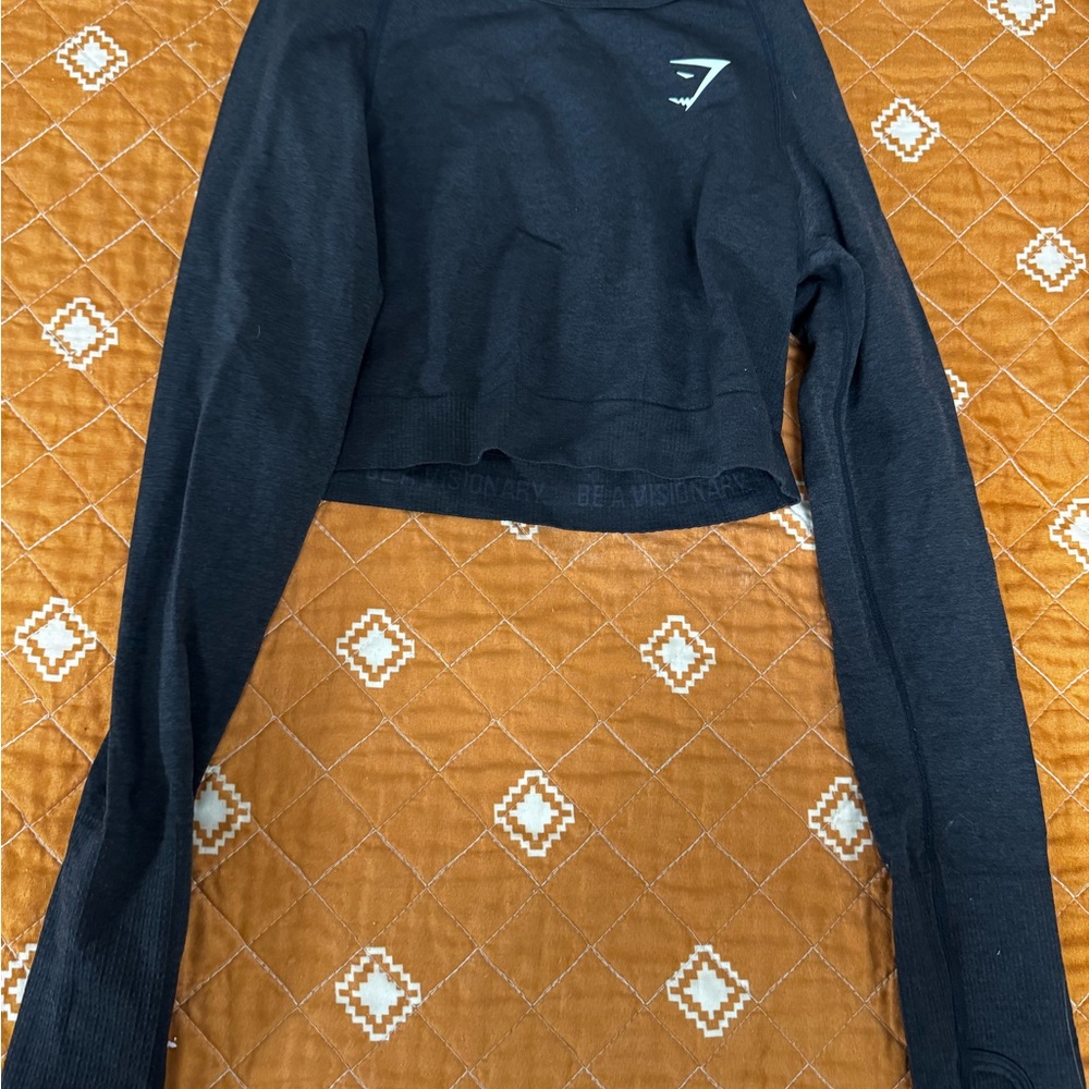 Gymshark Charcoal Long Sleeve Crop Top